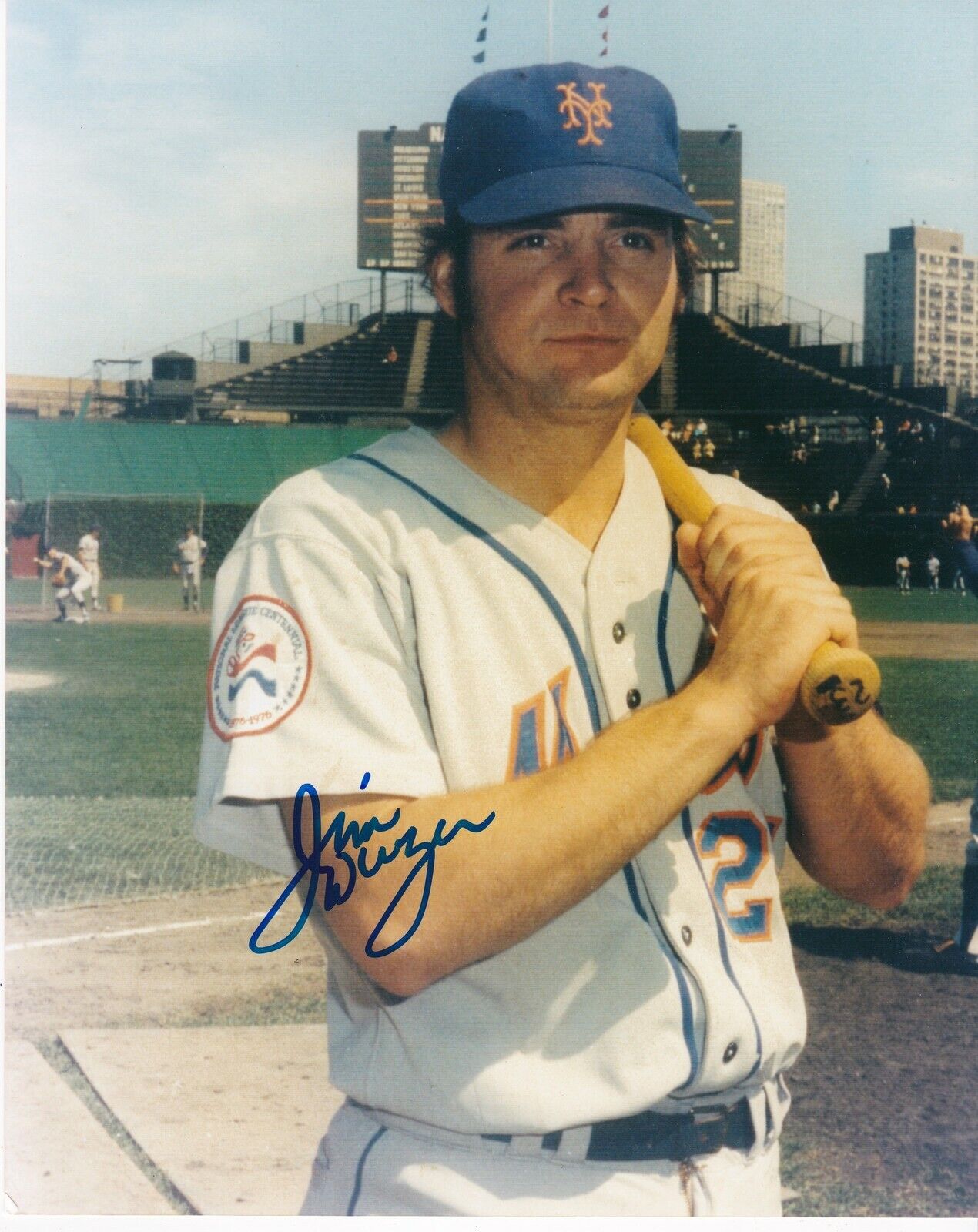 JIM DWYER NEW YORK METS ACTION SIGNED 8x10