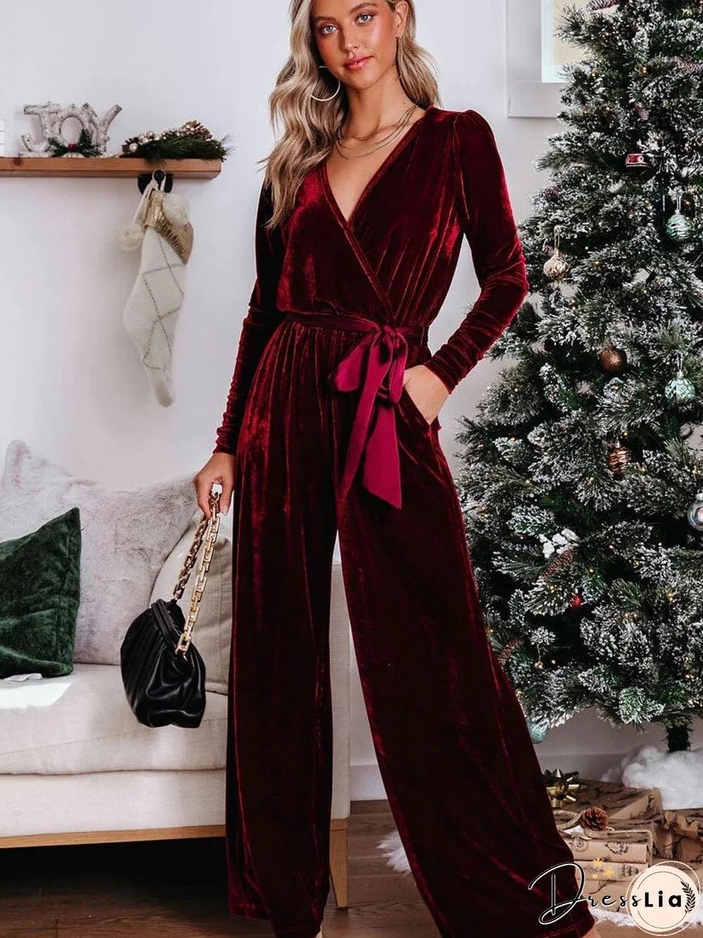 Deep Red Velvet Jumpsuit: Bold Statement