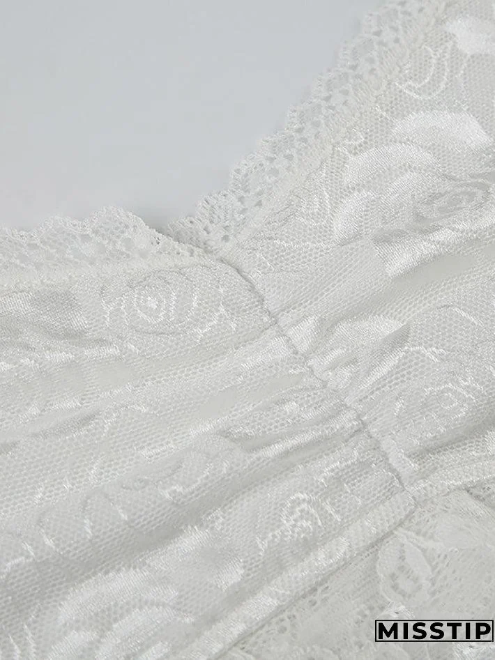 Rose Pattern Lace Cami Tank Top