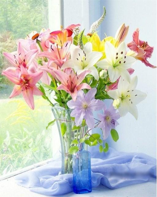 

Colored Flowers – Paint By Numbers - 40*50CM, 501 Original