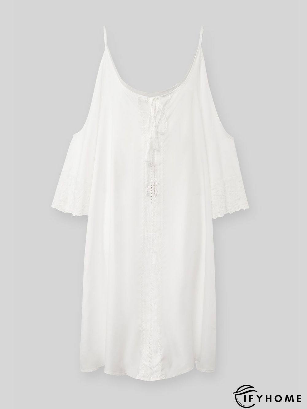 Half Sleeve Holiday Cotton-Blend Plain Weaving Dress | IFYHOME