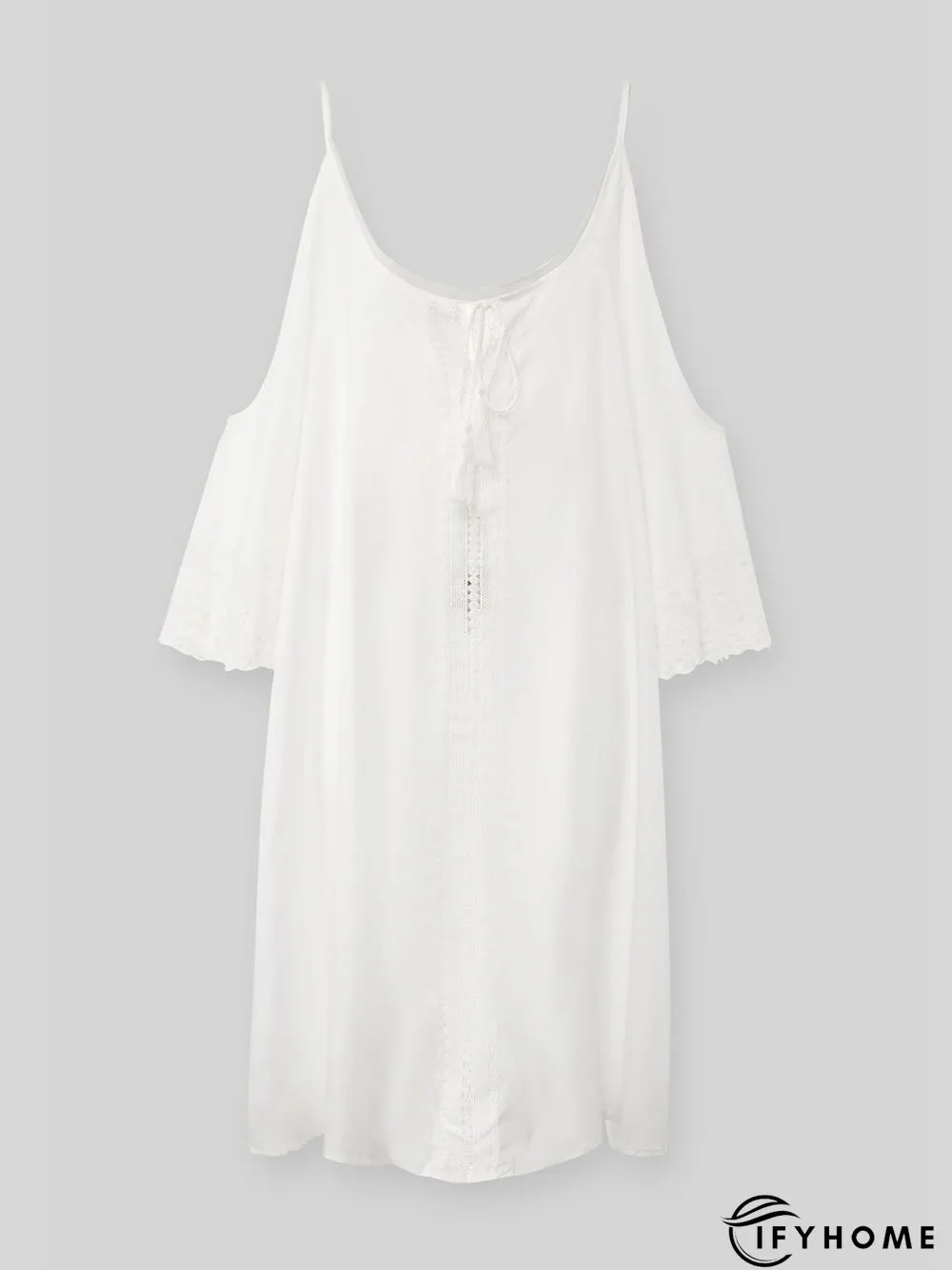 Half Sleeve Holiday Cotton-Blend Plain Weaving Dress | IFYHOME