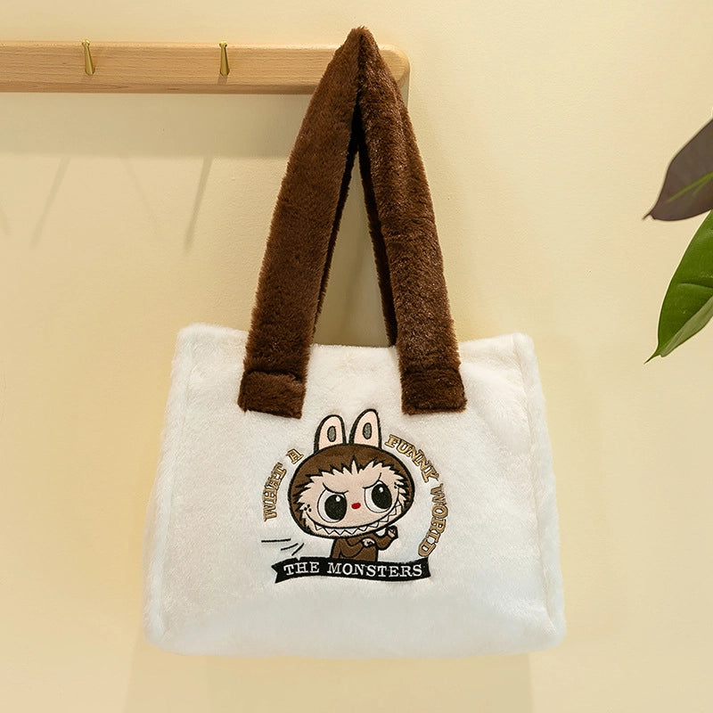 Bubble Mart Paradise Rab Plush Large Capacity Cute Tote Bag Embroidered Shoulder Bag Handbag