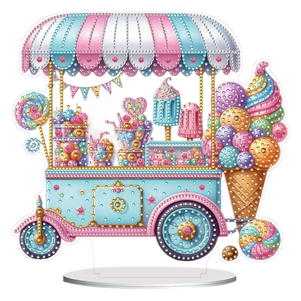 Acrylic Diamond Painting Tabletop Ornaments Kit for Home Decor (Ice Cream Cart)