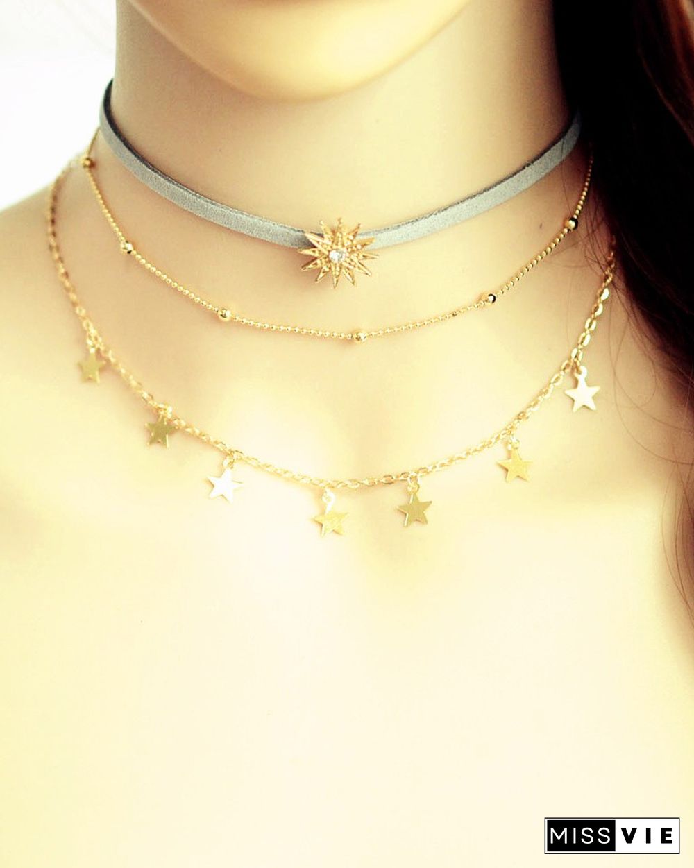 3PCS Star & Beaded Chain Necklace