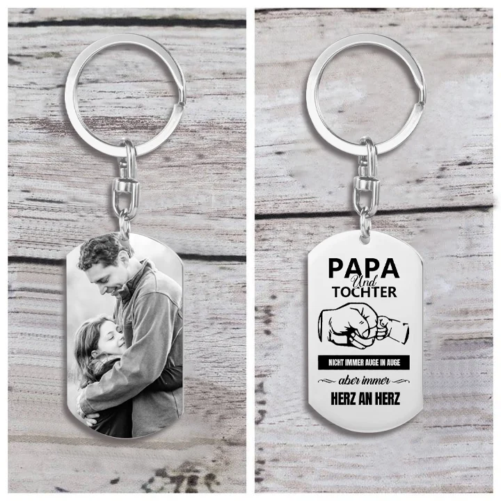 Personalisierbarer Foto Schlüsselanhänger - für Papa und Tochter