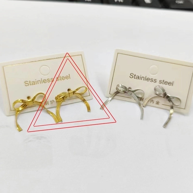 1 Pair Sweet Minimalist Heart Shape Bow Knot Shell Plating Titanium Steel Drop Earrings