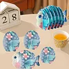 Blue Fish 5d DIY Tiermuster Diamantmaler-Untersetzer mit Halter Startseite