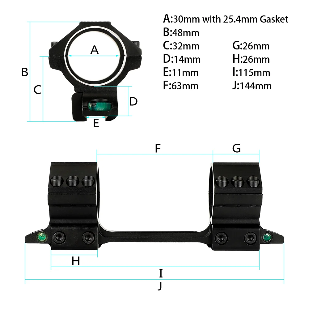 ohhunt® Bi-direction 11mm Dovetail 25.4mm 30mm Rifle Scope Rings Medium Profile with Two Bubble Level