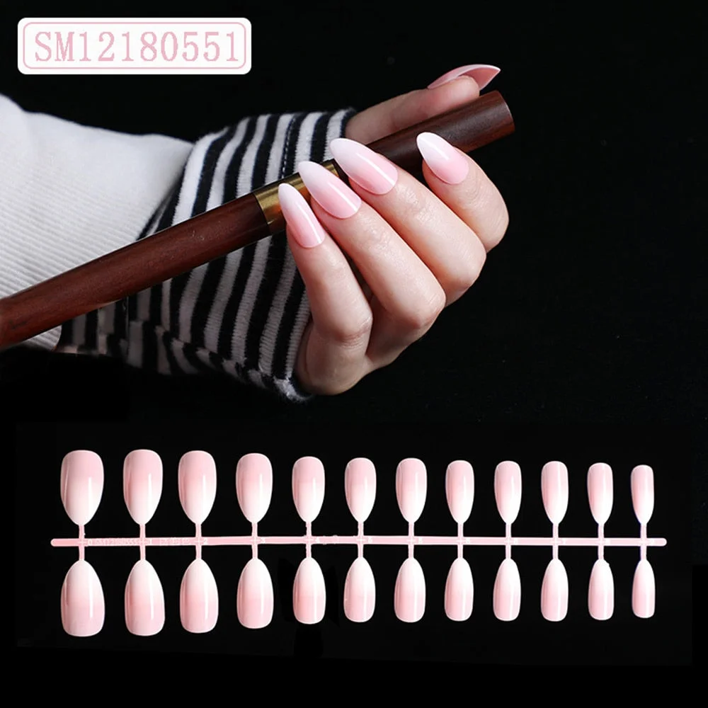 1set/24pcs French Fake Nails Matte /UV False Nail Detachable tips Nail Extension Manicure Art Press On Fake False Nails Beauty