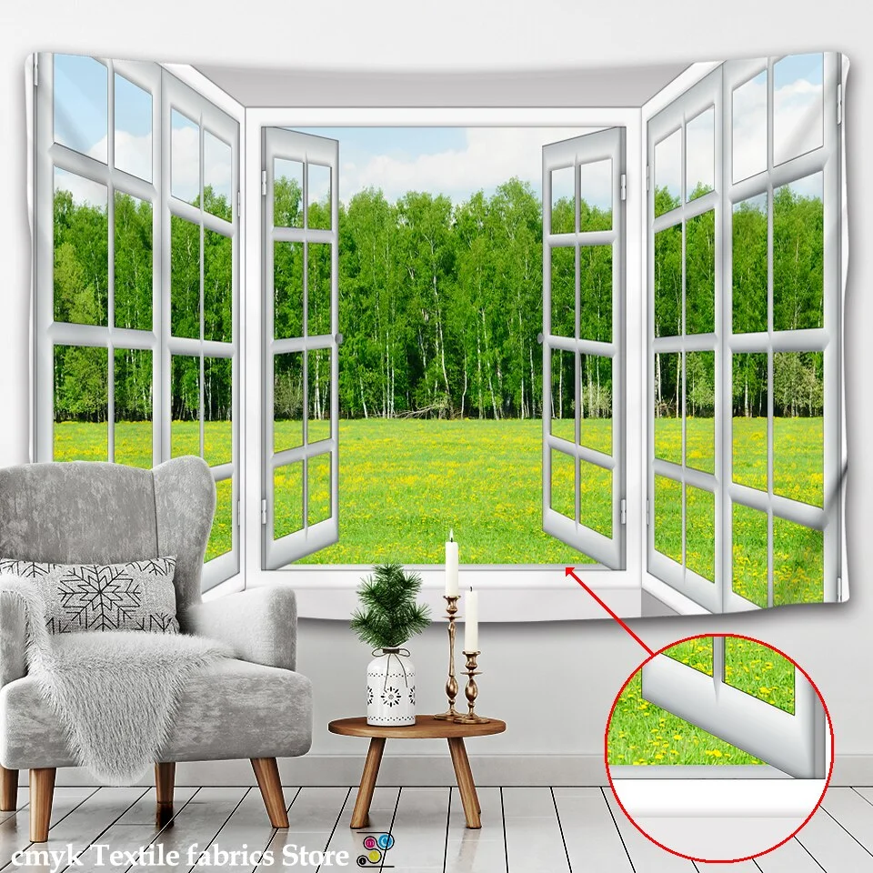 Forest Avenue Outside The Window Printed Tapestry Decorative Mandala Tapestry Indian Home Decor Big Hippie Wall Hanging Blanket