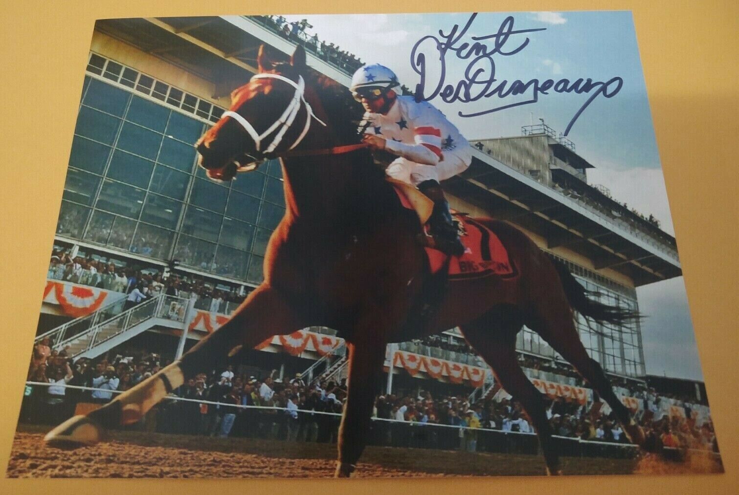 KENT DESORMEAUX BIG BROWN 2008 PREAKNESS STAKES SIGNED 8x10 HORSE RACING Photo Poster painting