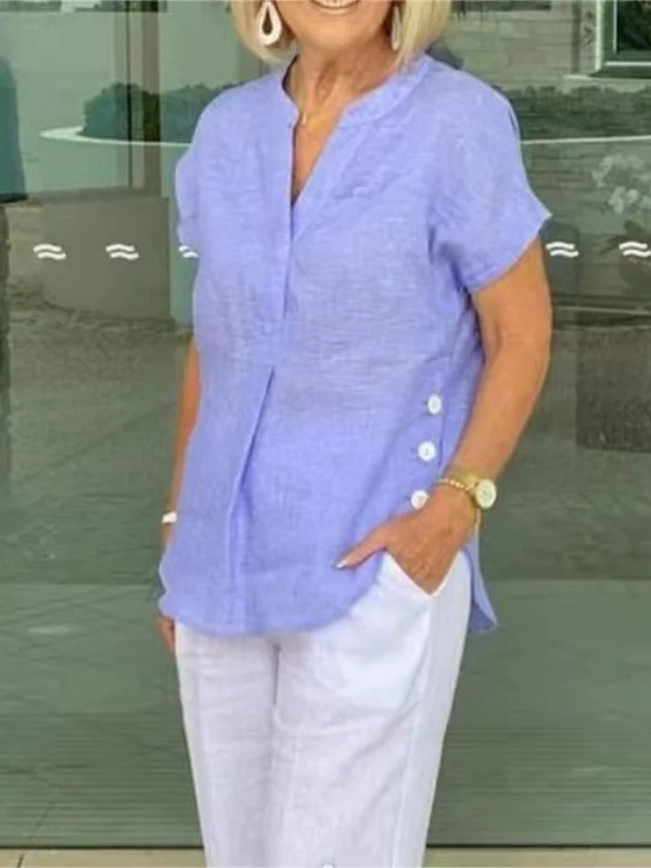 Cardigan Con Revers Tinta Unita Manica Corta