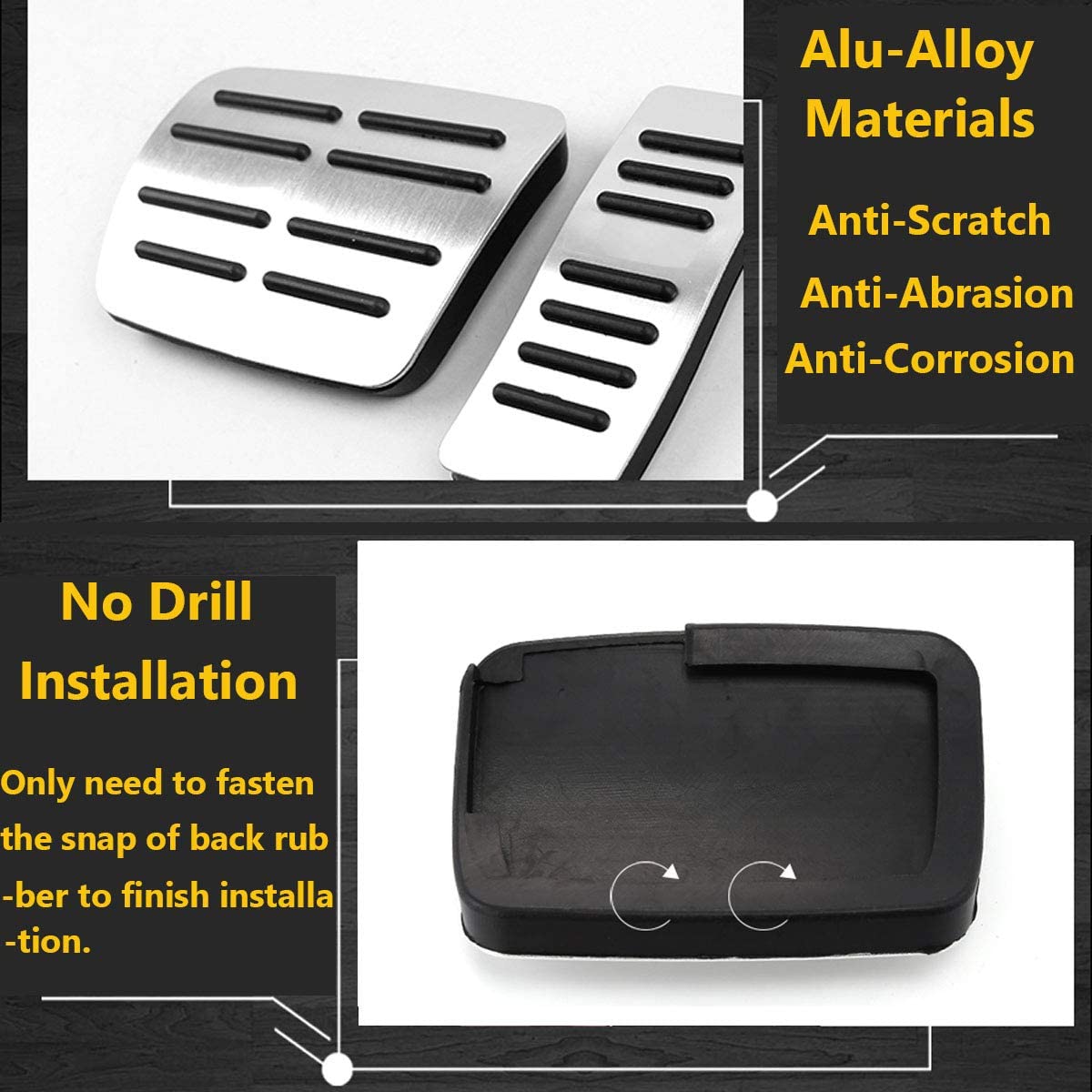 NYZAUTO Anti-Slip Foot Pedal Pads kit Compatible with A4 A5 A6 A7 A8 Q5 and Porsche Macan,at No Drilling Aluminum Brake and Gas Accelerator Pedal Covers
