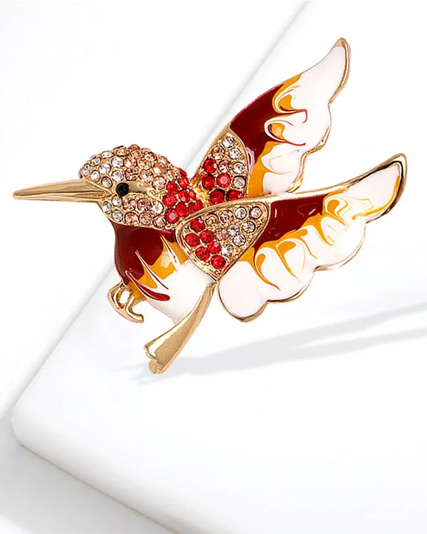 Rhinestone Color Hummingbird Brooch