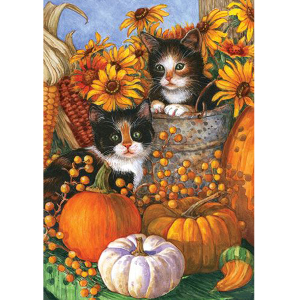 

30*40CM - Round Drill Diamond Painting - Cat, 501 Original