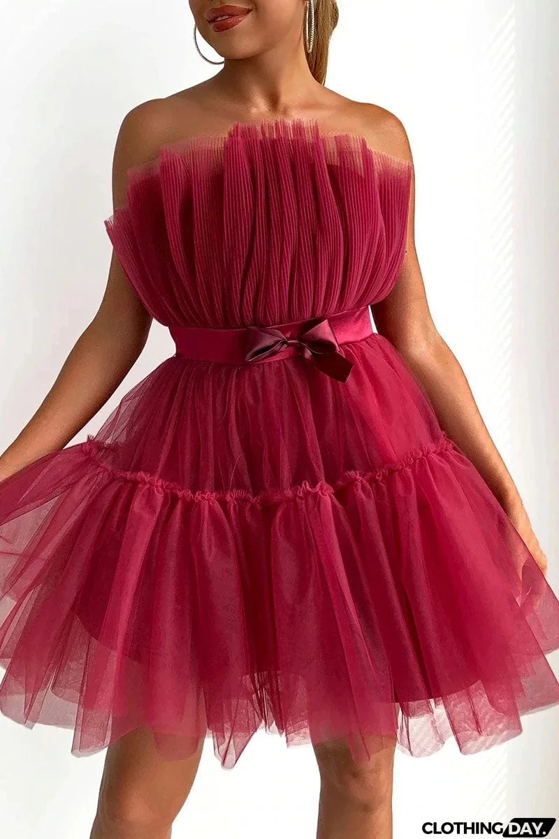 Sexy Elegant Solid Patchwork Strapless Princess Dresses(5 Colors)