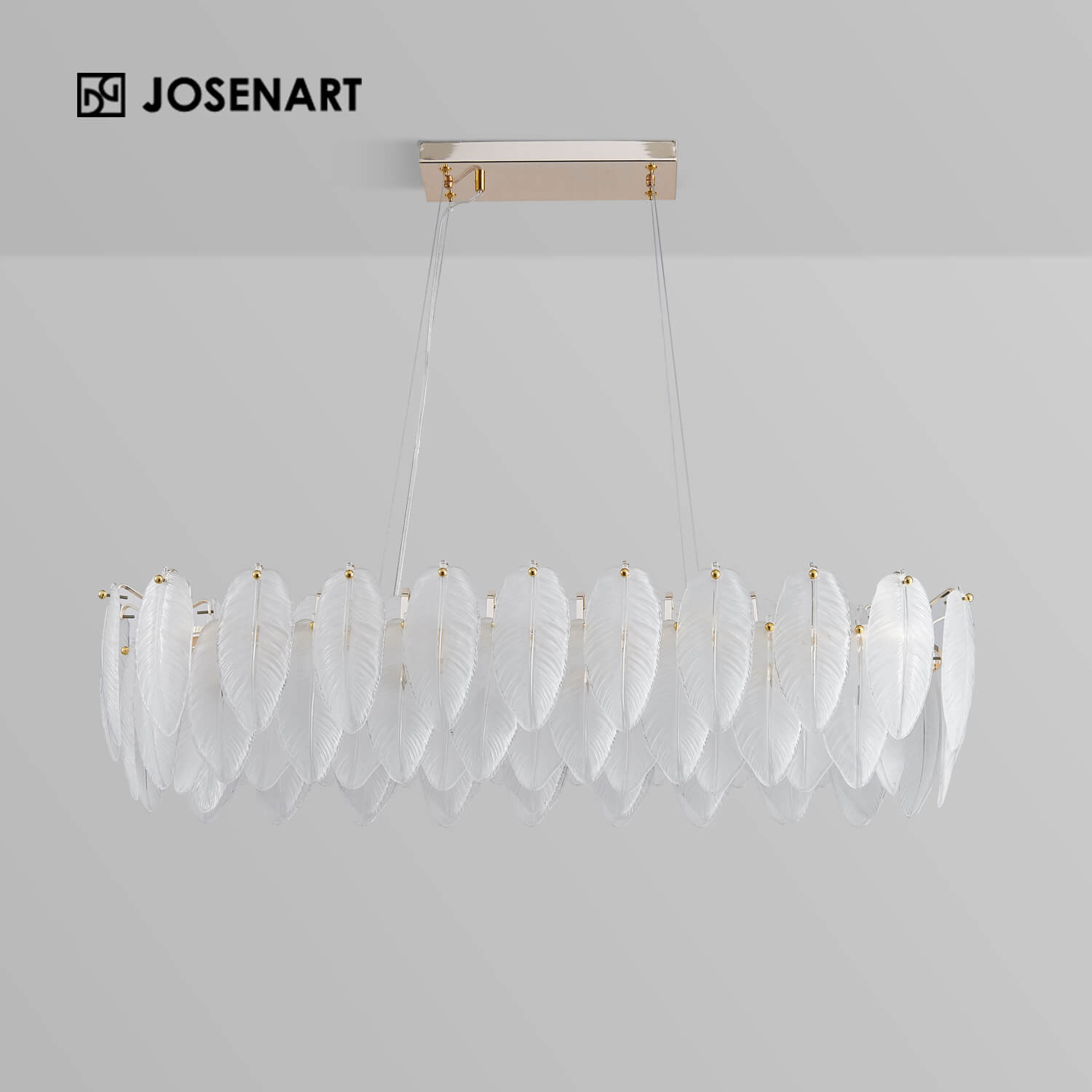 Ari-Modern Feather Glass Shade Island Chandelier JOSENART Josenart
