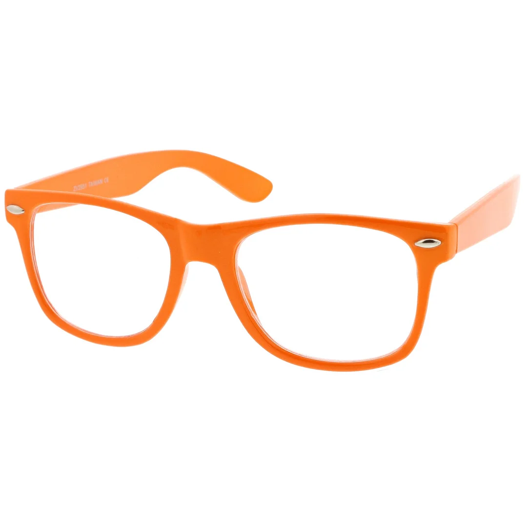 Retro Wide Temple Clear Lens Horn Rimmed Eyeglasses 54mm