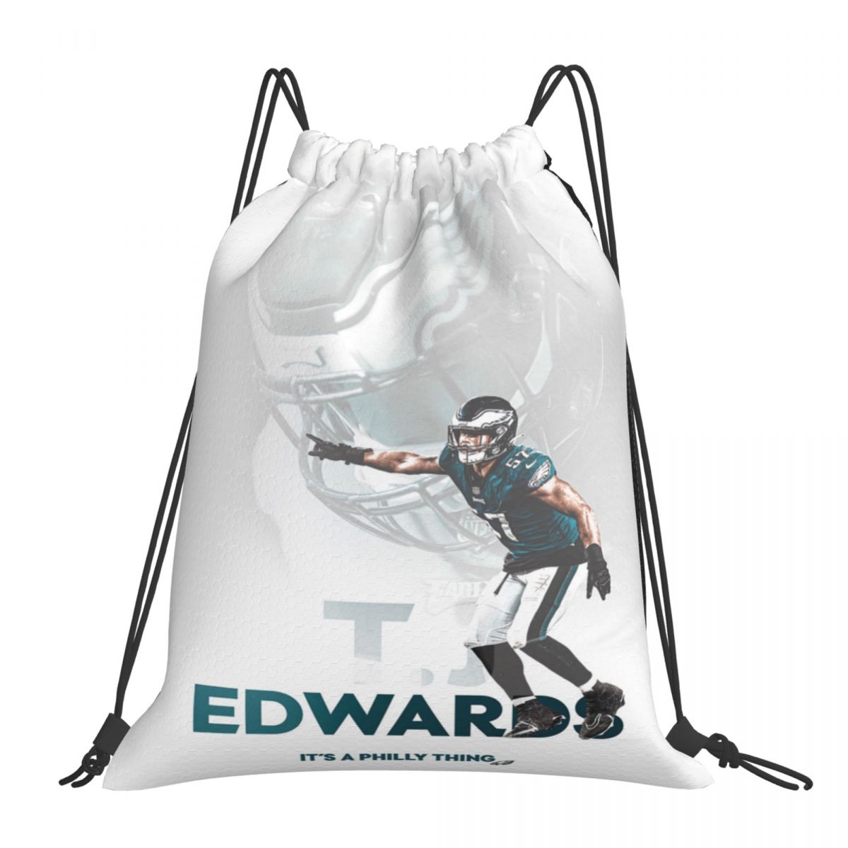 Philadelphia Eagles T. J. Edwards Foldable Sports Gym Drawstring Bag
