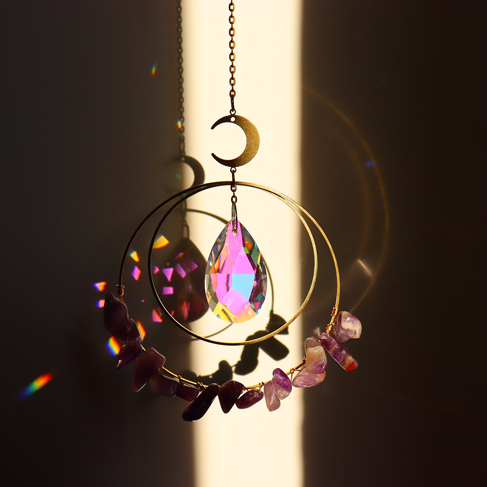 

Purple Moon Circle - Art Crystal Suncatcher, 501 Original