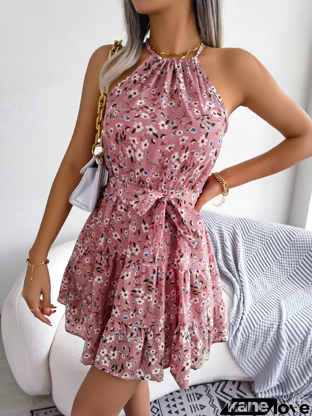 Spring/Summer Casual Ruffled Swing Floral Dress Beach Dress