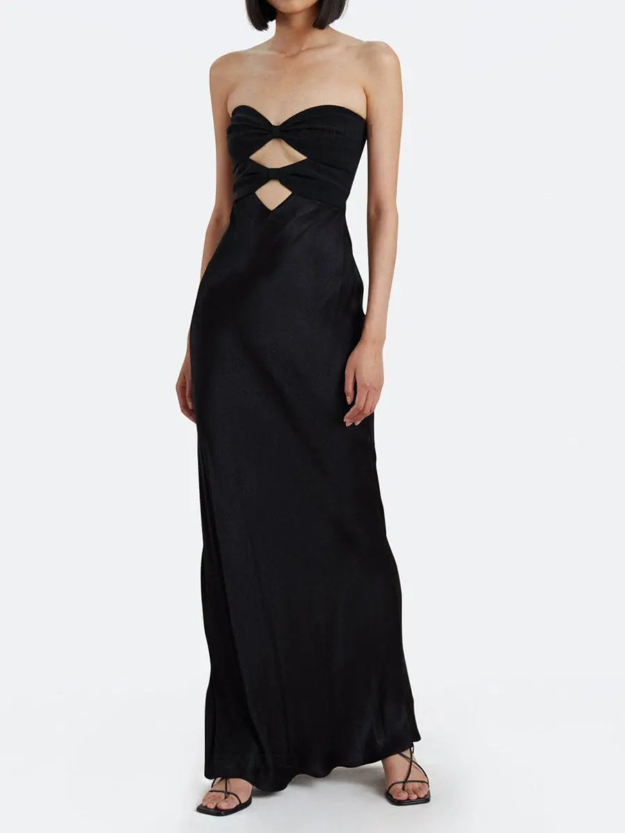Tube Top Hollow Out Bare Back Maxi Dress