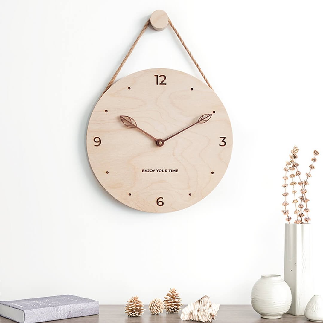 Wooden Hanging Rope Wall Clock