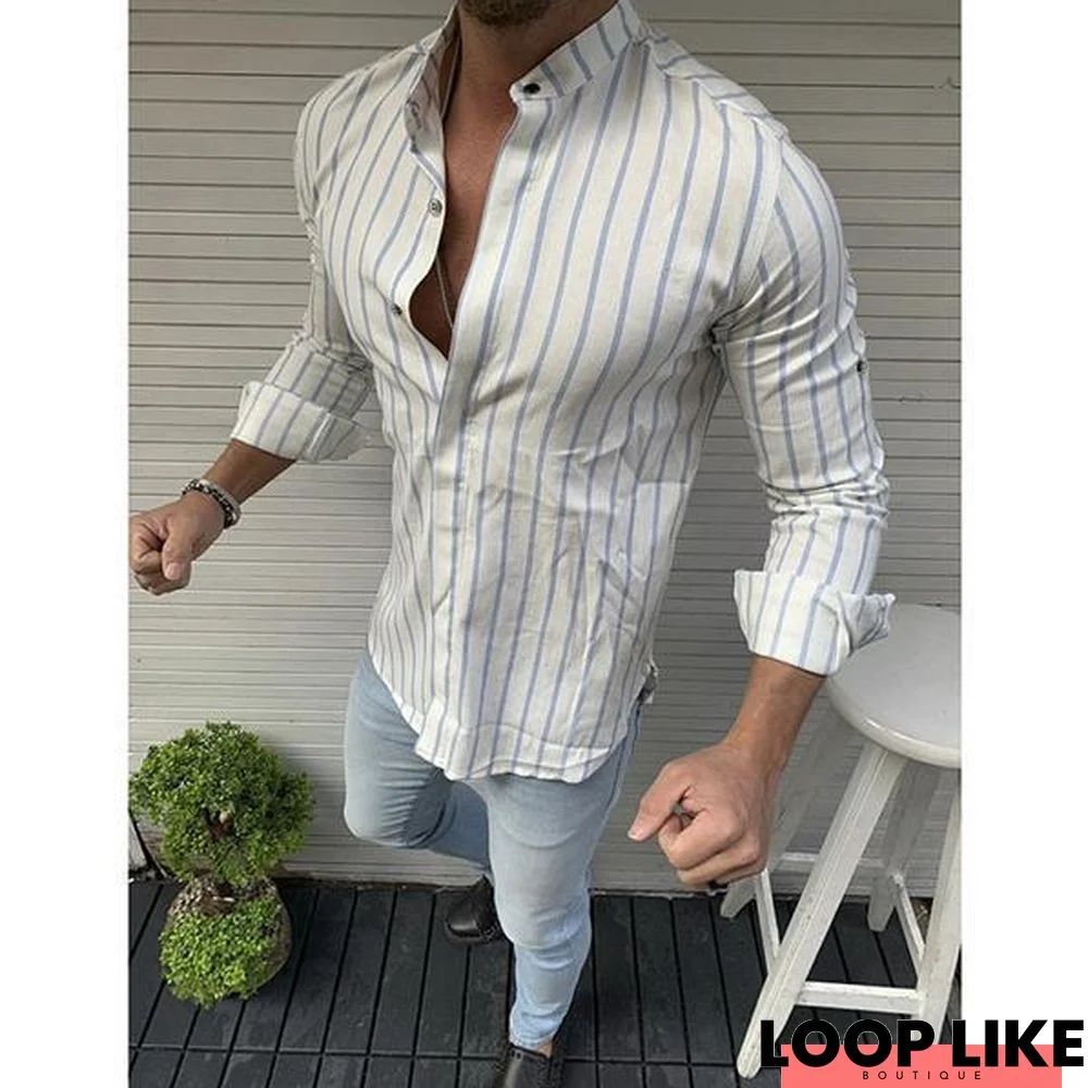 Men's Striped Button Shirt