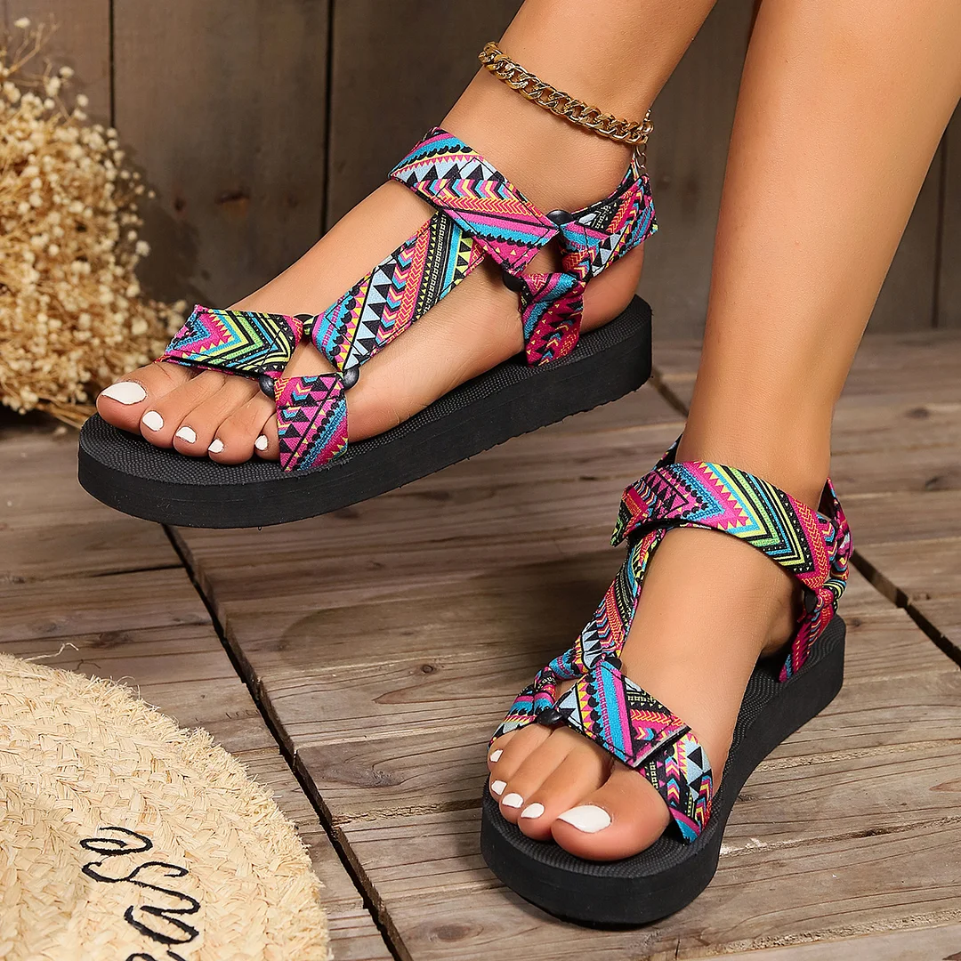 Zhungei Print Beach Shoes Comfortable Women's Shoes Outdoor Travel Shoes Lightweight Casual Sandals 2024 Summer