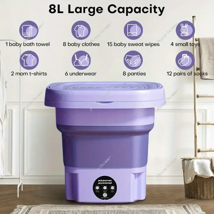8l portable mini washing machine fully automatic multi functional ultra quiet low consumption for home business travel more details 0