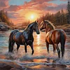 (US Only)Diamond Painting - Full Round Drill - Two Horses (Canvas|30*30cm)
