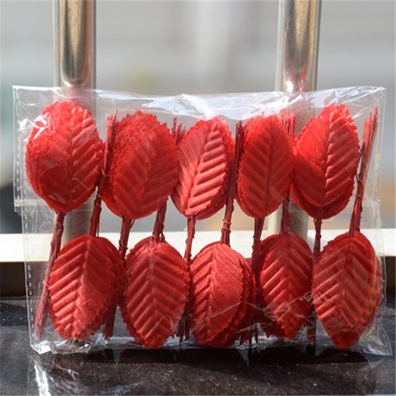 30pcs Silk Leaves Artificial Green Leaves Bouquet Wedding Party Decoration Fake Floral Accessories DIY scrapbooking