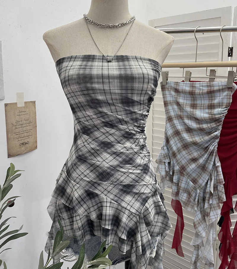 Nigikala Nigikala Shooting Hottie Sexy Shoulder Irregular Lotus Side Ribbon Bram Repair Print Sleeveless Top 1228