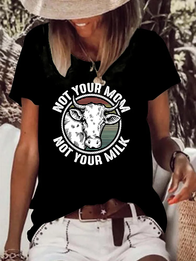 Not Your Mom Not Your Milk Raw Hem Tee