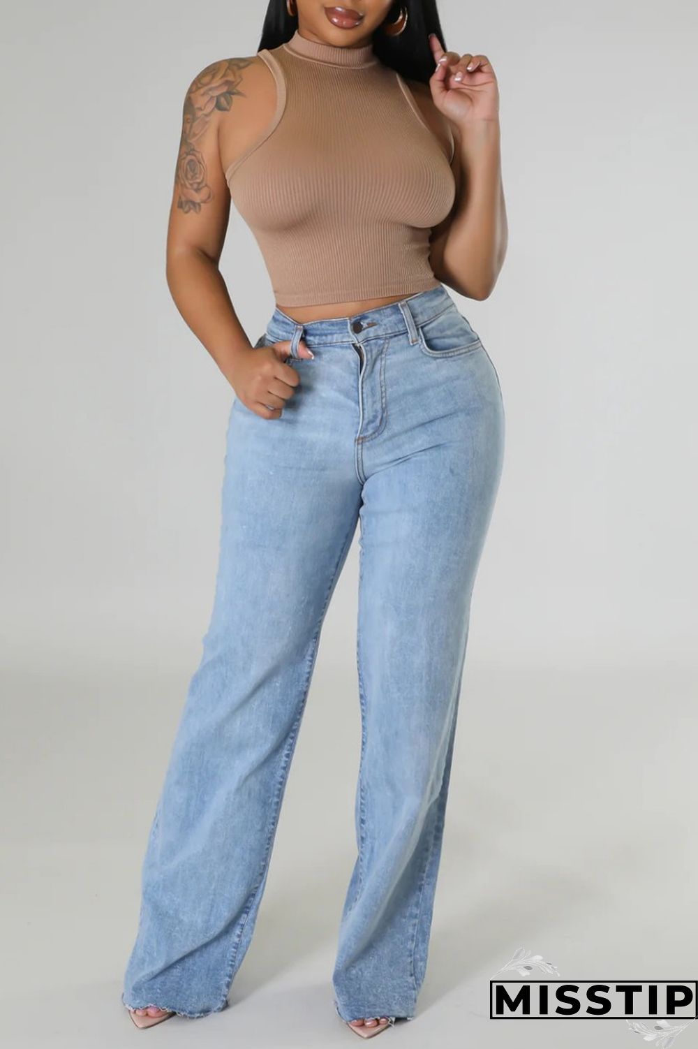 Black Casual Solid Basic Half A Turtleneck Tops