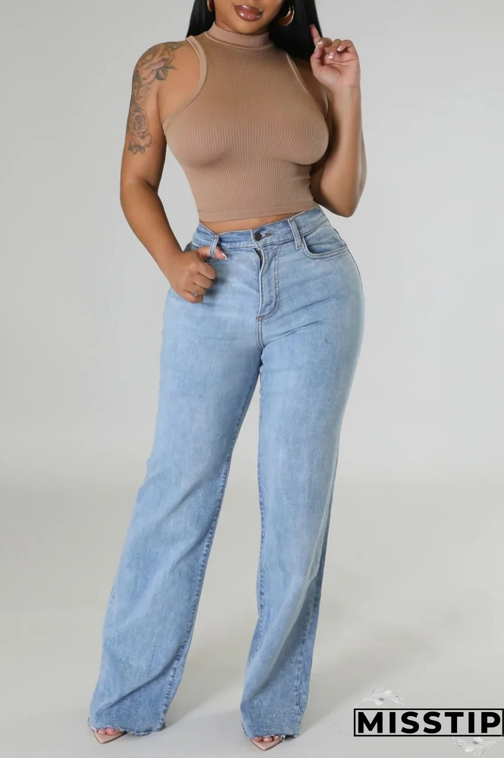 Black Casual Solid Basic Half A Turtleneck Tops