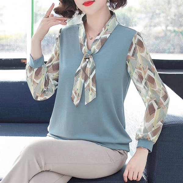 Women Tops and Blouses Long Sleeve Spring Autumn New Middle-aged Mothers Bottoming Shirts Loose Blusas Plus Size 5XL - BlackFridayBuys