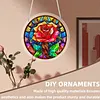 (25cm)DIY Acrylic Jigsaw Puzzle Window Hanging with Hanging Chain DIY Stained Glass Decoration Round Window Puzzle Decor for DIY Craft Project (Stained Glass Red Rose)
