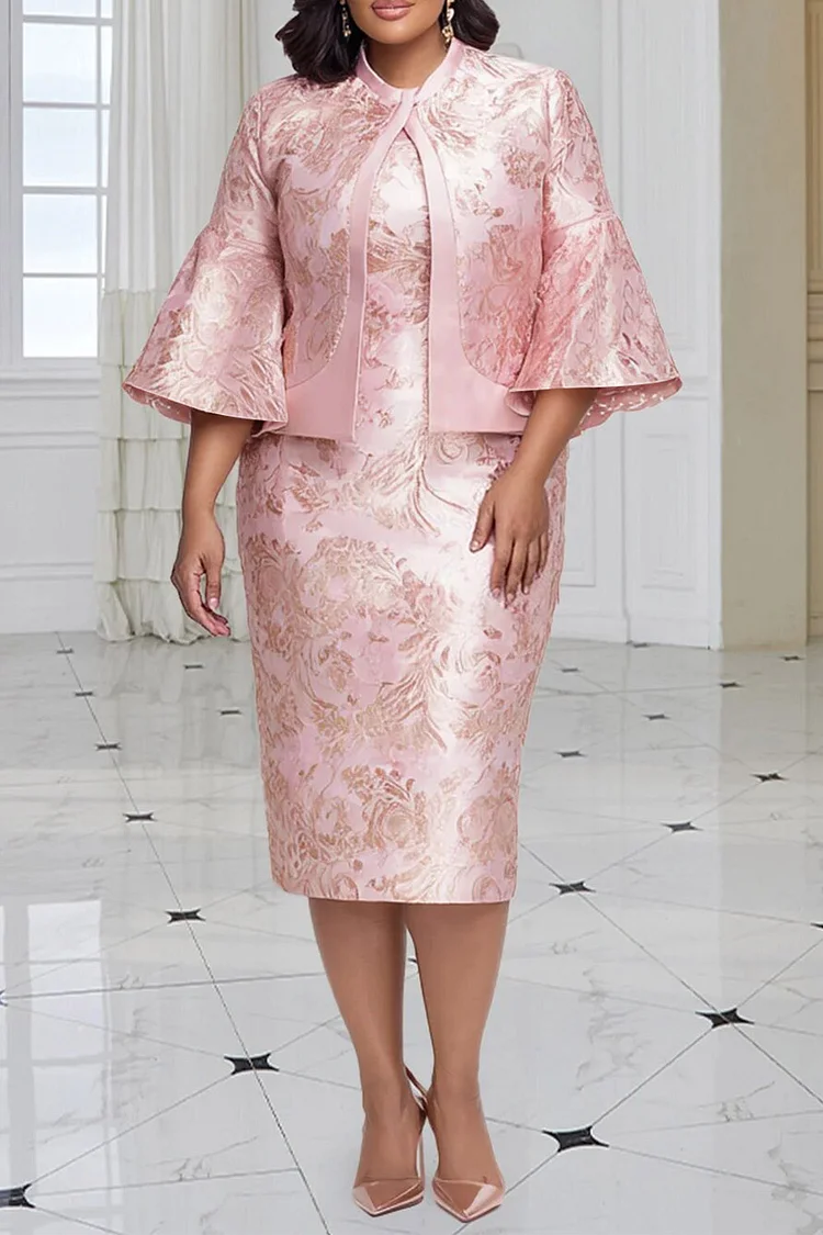 formal two piece dress set Stunning Lace wedding outfits for mothers with Appliques, Jewel Neckline, Knee-Length Hemline and grade satin fabric Two Piece Dresses | Shop