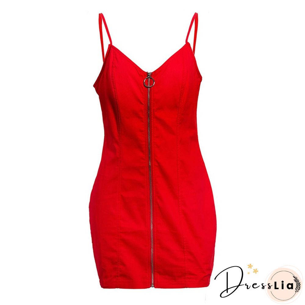 Sexy Dress Women Summer Casual Solid Mini Sleeveless Dresses Club Party V-neck Streetwear Dress