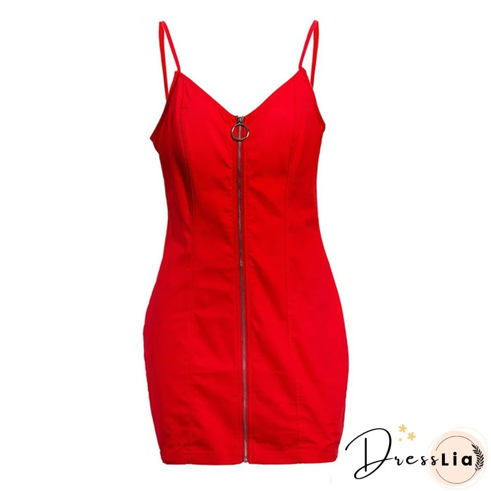 Sexy Dress Women Summer Casual Solid Mini Sleeveless Dresses Club Party V-neck Streetwear Dress