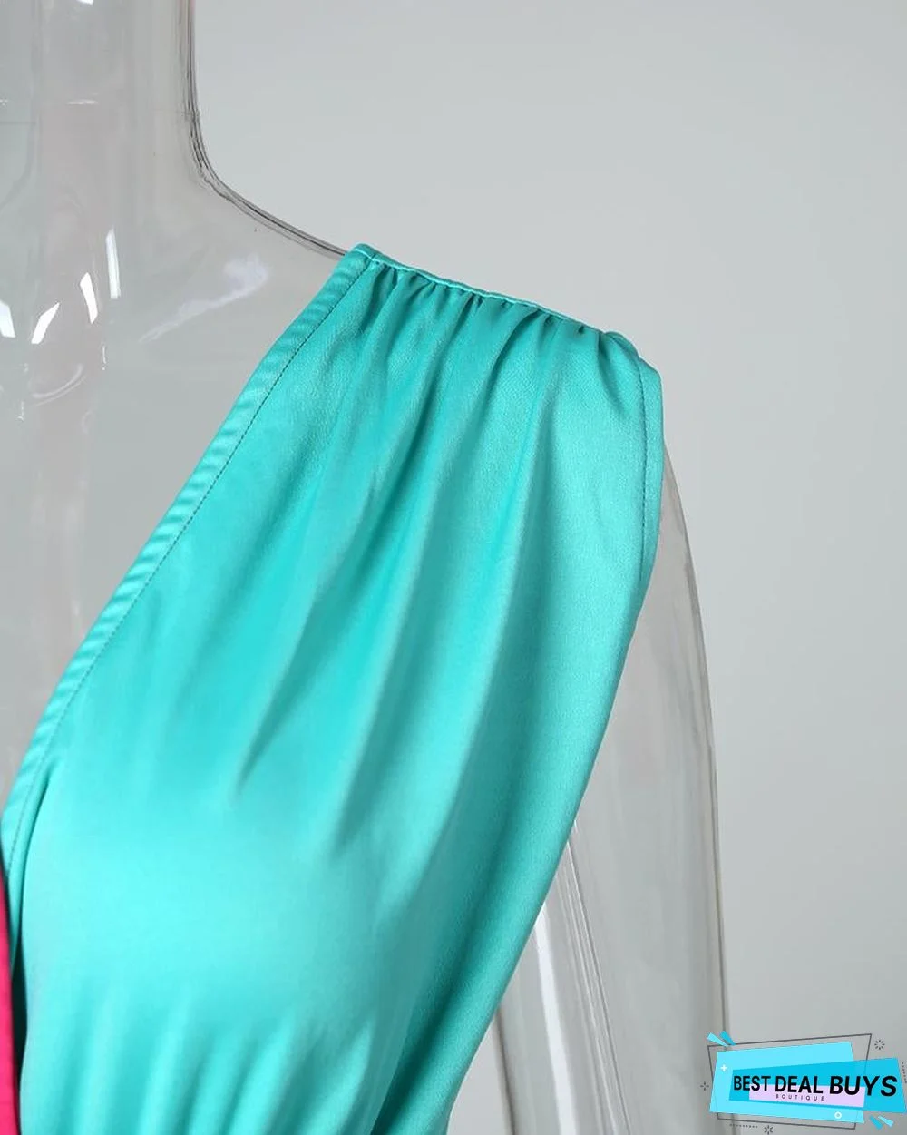 Sleeveless Color Block Insert Peplum Dress