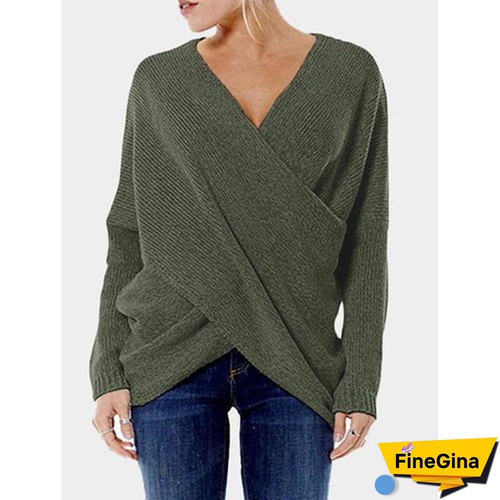 Fashion Inclined Plane Irregular Hem Sweater Pullover