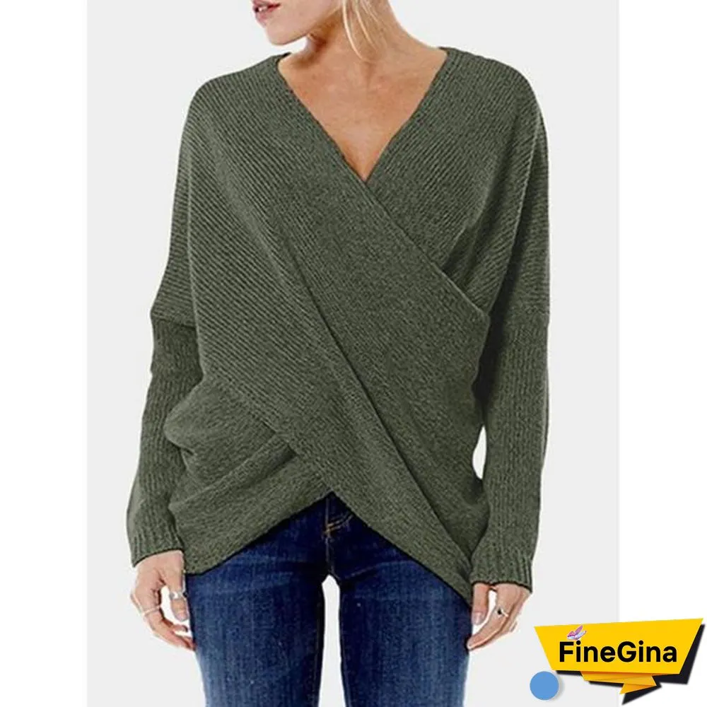 Fashion Inclined Plane Irregular Hem Sweater Pullover