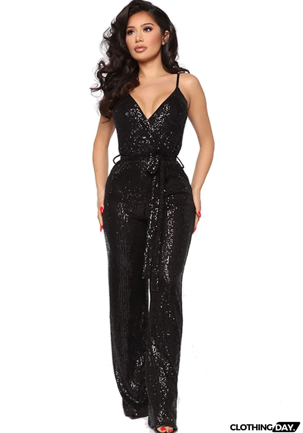 Fashion Sequins Sexy Sleeveless Sling Jumpsuit Spring and Summer Women's Wear