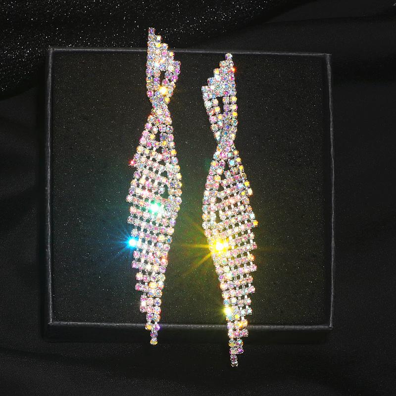 Luxury Bling Colorful Crystal Rhinestone Long Tassel Earrings | Oxredo Shop Ramadan Sale