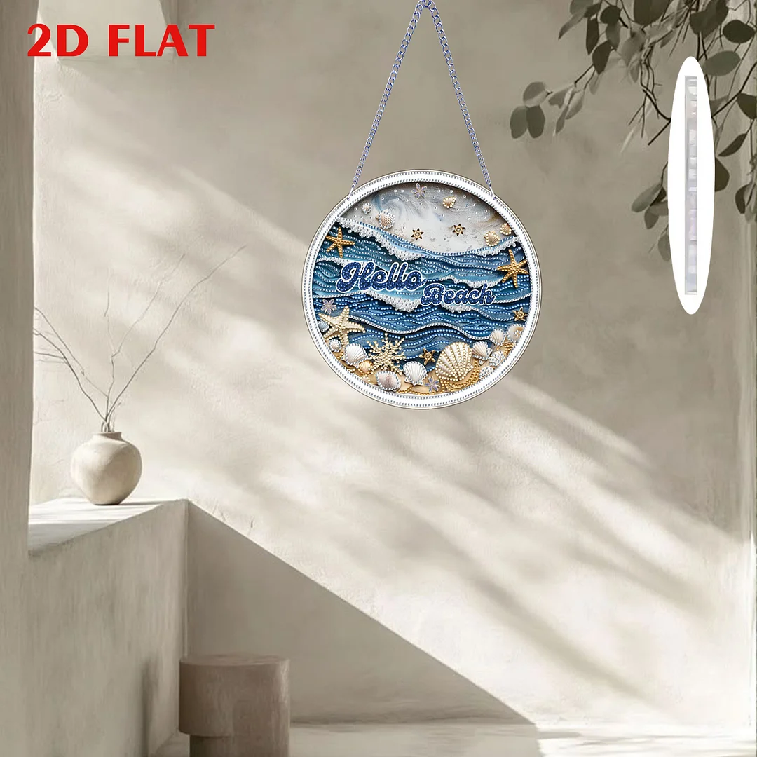 Waves 2D Flat DIY Acrylic Diamond Art Pendant for Adults Gift Home Window Decor