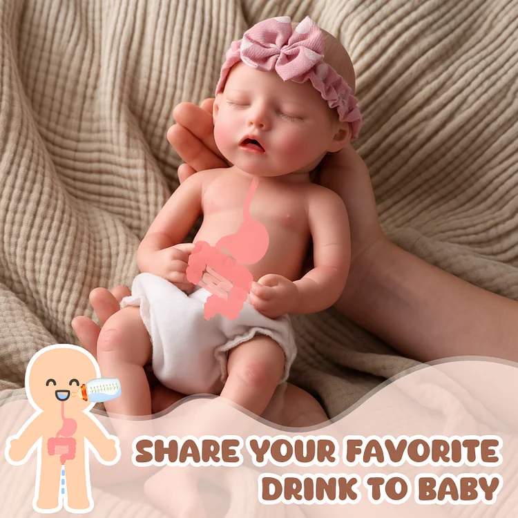 [Wet and Drink System]Babeside Twinnie 12"/16" Realistic Silicone Smiling Baby Little Infant Girl