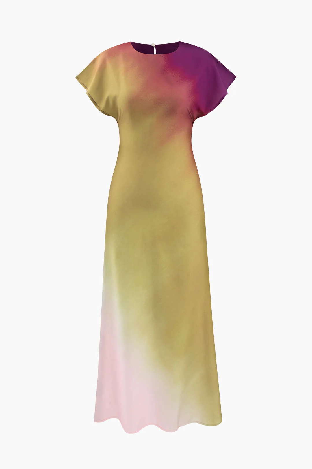 Rotimia Tie-Dye Satin Cap Sleeve Maxi Dress